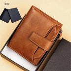 Herren Leder Geldbörse – Kurzform Vintage PU Wallet mit Mehrfachkartenfächern & Geschenkbox