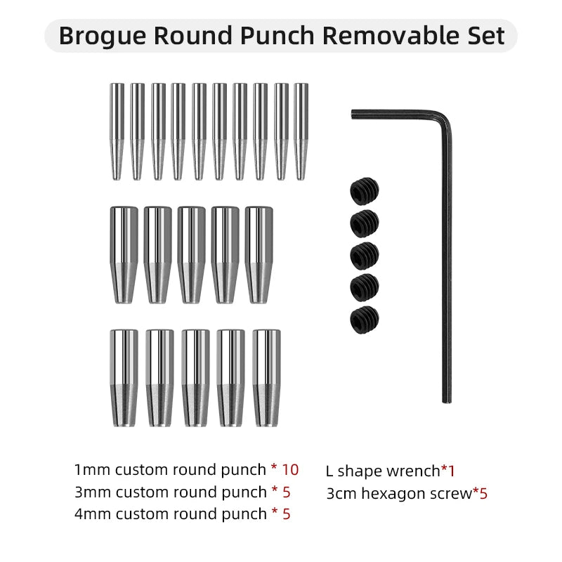 WUTA Austauschbare Brogue Lederlochstanze aus Edelstahl – Blumen- & Rundloch-Punch für Schuhe, Gürtel & Uhrenarmbänder