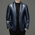 Herren Lederblazer Slim Fit – Eleganter Business-Casual Blazer in Lederoptik für Herbst & Winter 2025