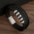 Classique Herren Lederarmband – Handgeflochtenes Multi-Layer Armband mit Magnetverschluss im modernen Punk-Style