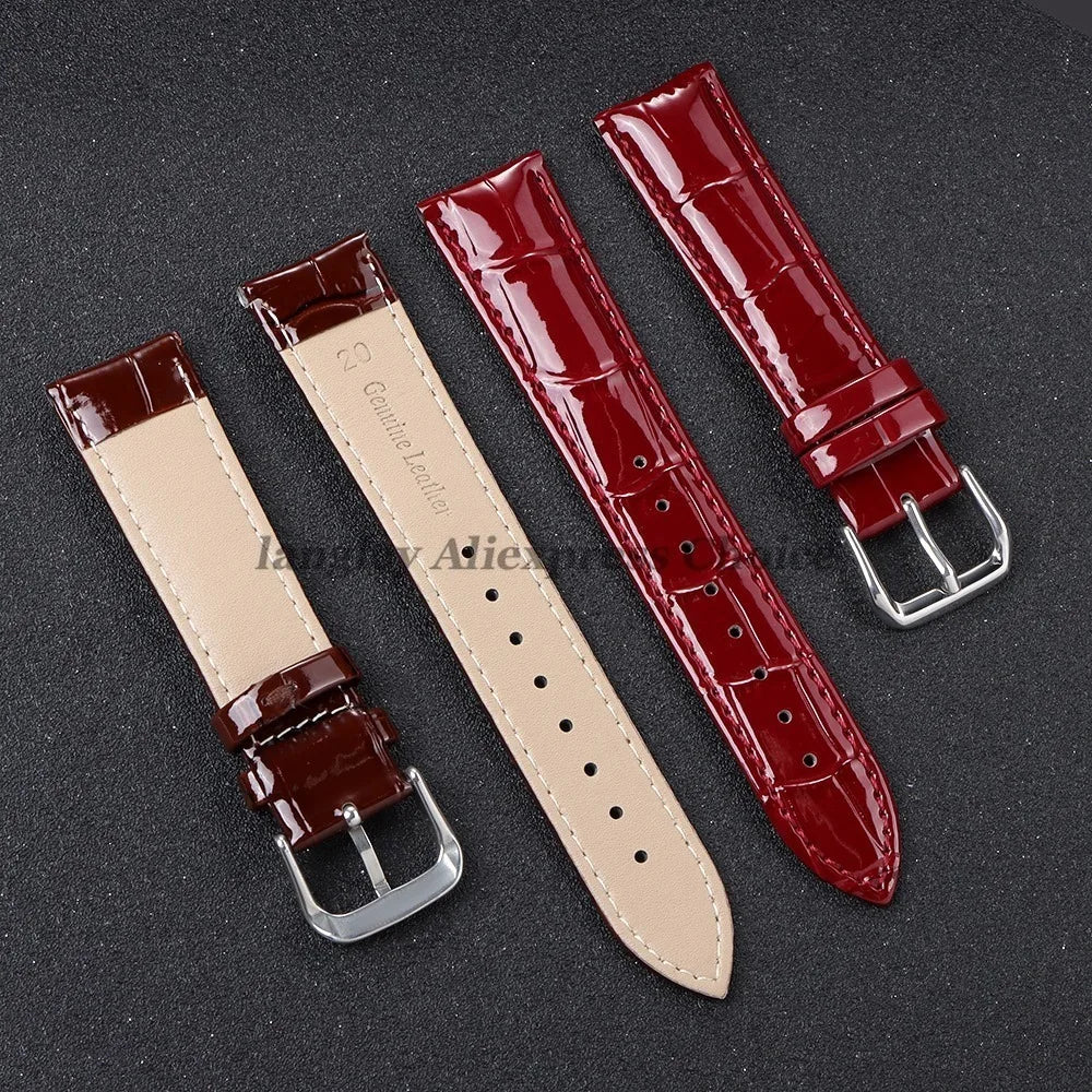 Glänzendes Leder Uhrenarmband aus Kalbsleder – Elegantes Business-Armband in 12–22mm für Damen & Herren