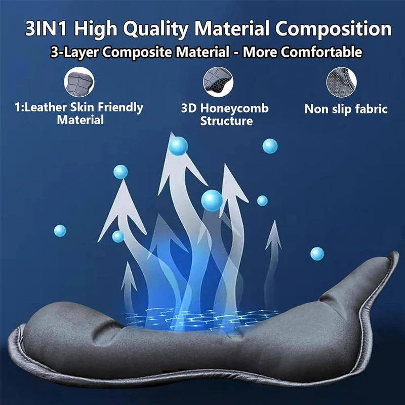 Asientos de gel para motocicletas de cuero: asiento grande con estructura de lavado 3D, protección contra el calor, absorción de agua y agua