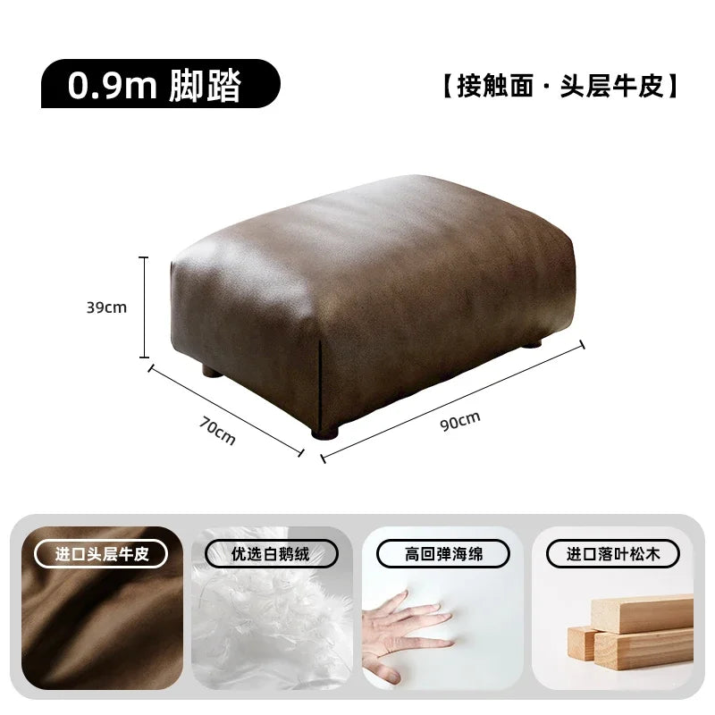 Luxuriöses Designer-Ledersofa im chinois-modernen Stil – Geschwungenes Wohnzimmer-Sofa aus Rindsleder, komfortables Relax-Canap for stilvolles Wohnen