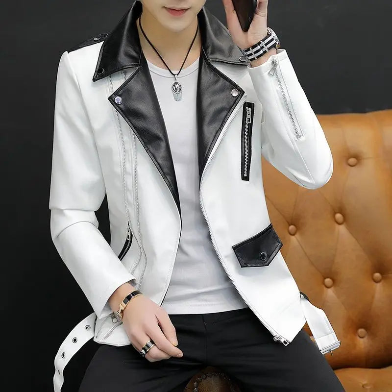 Blazer de cuero para hombre Slim Fit – Trendiger Moto &amp; Biker Blazer mit Reißverschluss, leichter Fashion Mantel für Frühling &amp; Herbst 2025