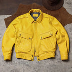 Mauroicardi Herren PU Lederjacke Gelb – Kurze, weiche Designerjacke mit Umlegekragen im High-Street-Stil für Frühling & Herbst 2025