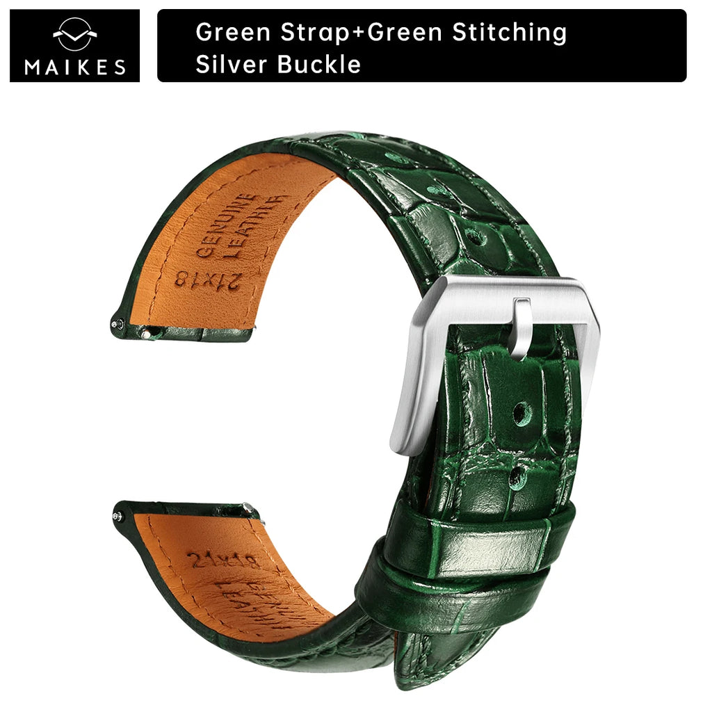 MAIKES Brassard de luxe en cuir avec dégagement rapide - Brassard Premium 20 mm / 21 mm / 22 mm avec fermeture papillon pour brassard élégant