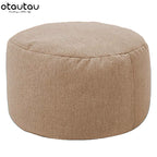 OTAUTAU Runder Sitzpouf aus Baumwoll-Leinen (30 cm) – Bean Bag Ottoman mit Füllung, minimalistischer Fußhocker & Tatami Bodensitz
