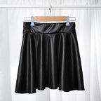 Damen Minirock aus strukturiertem Kunstleder – High-Waist A-Linien Rock mit Stretch, figurbetonter Basic Skirt für Alltag & Fashion