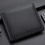 Carbon Fiber Herren Kurzgeldbörse – Slim Wallet mit Kartenfächern, Reißverschlussfach &amp; Münzfach