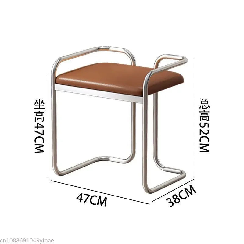 Tabouret de dressing nordique en cuir PU – Tabouret de luxe léger et minimaliste avec cadre métallique pour meubles, meubles et meubles