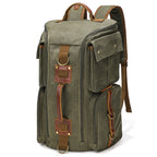 Vintage Leder Laptop-Rucksack 16 Zoll – Wasserdichter PU- & Canvas-Rucksack für Reisen, Arbeit & Alltag, Unisex