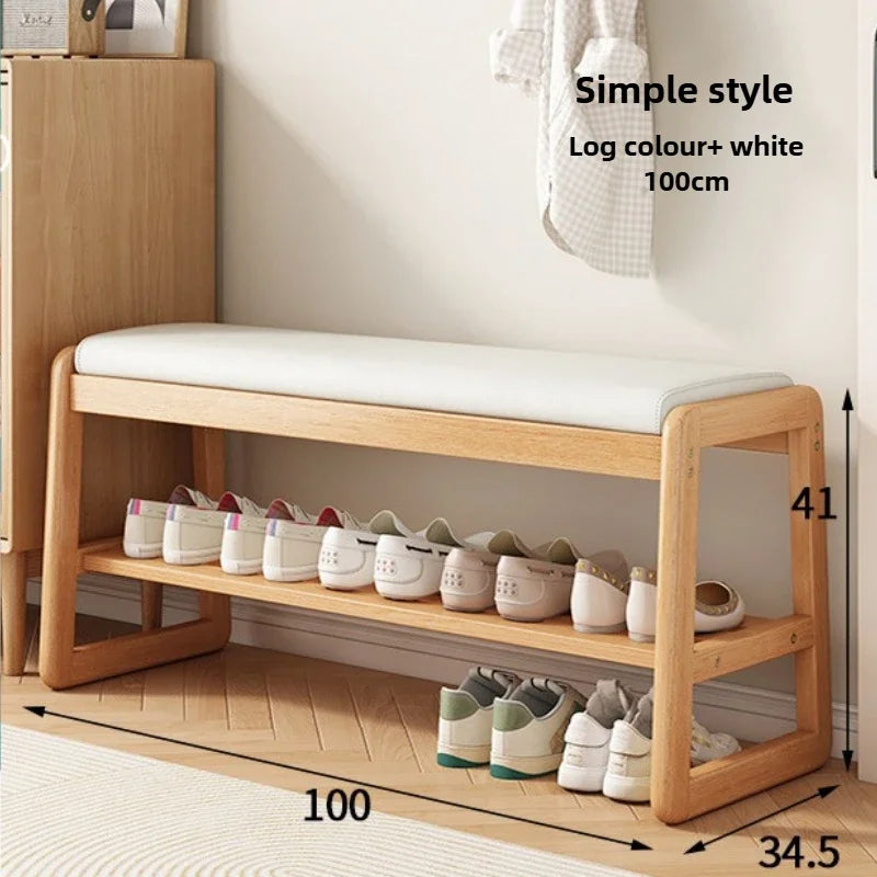 Geflochtener Schuhwechselhocker aus Massivholz – Sitzbarer Schuhhocker mit mehrlagigem Stauraum für Flur & Eingangsbereich