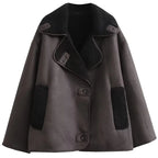 Damen Lederjacke mit Kunstfell – Kurze Winterjacke en Braun, wind- &amp; wasserabweisend, High-Street Style 