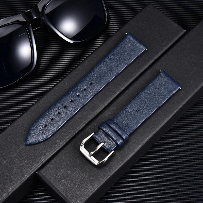 Ultradünnes Kalbsleder Uhrenarmband – Bracelet en cuir élégant pour femmes et hommes en 16 mm, 18 mm, 20 mm et 22 mm