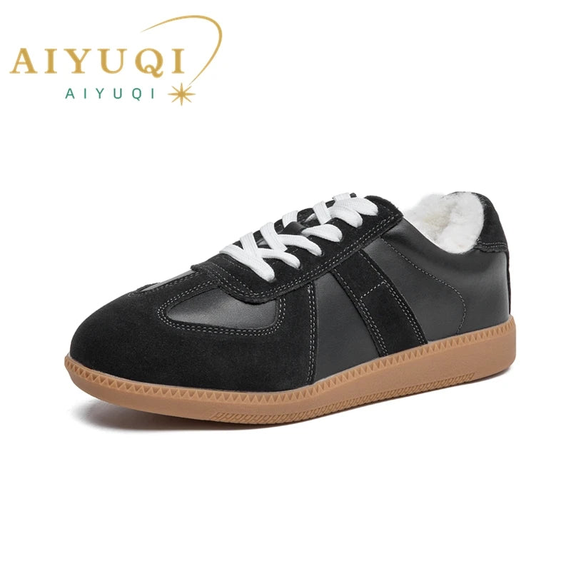 AIYUQI Damen Sneaker 2025 aus Echtleder – Flache Casual Trainingsschuhe für Frühling & Alltag | Modische Leder-Sneaker in großen Größen