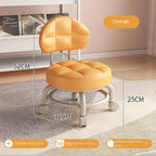 Exquisiter Sattelleder-Hocker mit Rückenlehne & Rollen – Drehbarer Schuhwechsel- & Wohnhocker aus Echtleder im modernen Design