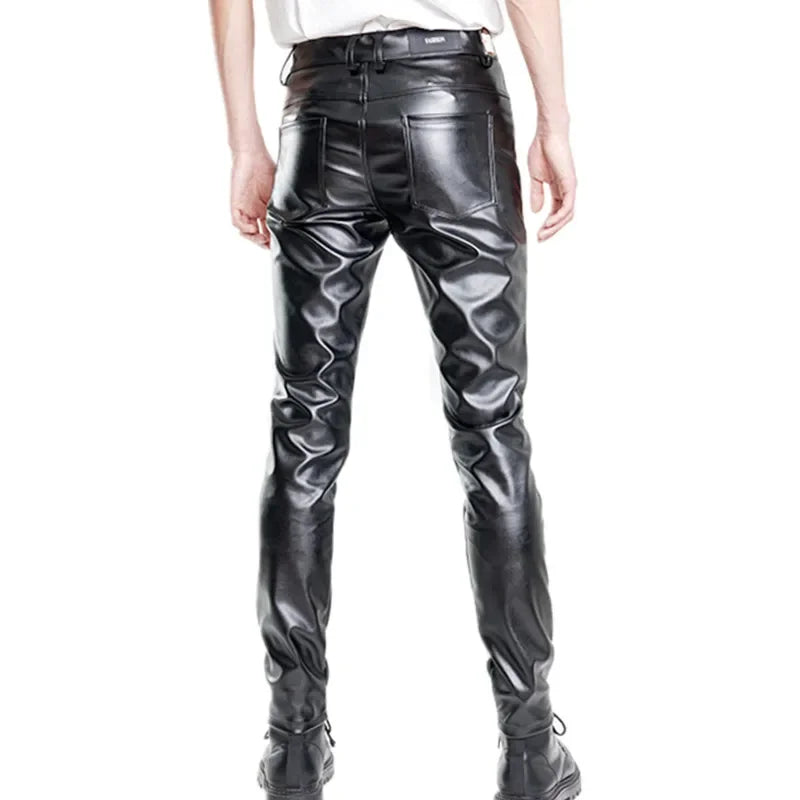 Pantalon de motard en cuir PU Slim Fit pour hommes – Pantalon de moto en rouge, bleu et orange pour fête, bar et club (Gr. 28–40)