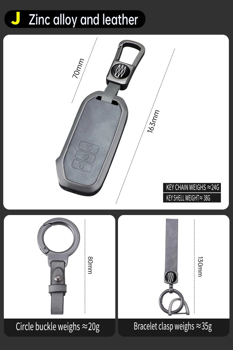 Premium Autoschlüssel Hülle aus Zinklegierung & Leder (7 Tasten) für Kia – Key Case Cover für Sportage 2024, Niro Hybrid, Sorento MQ4, EV6 GT-Line & K8 V6