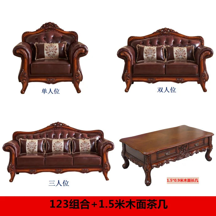 Luxuriöses Europa Ledersofa für Wohnzimmer – U-förmiges Designer-Sofa aus echtem Rindsleder & Massivholz im skandinavischen Stil