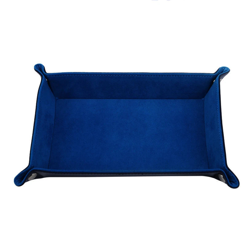 Rechteckige PU-Leder Ablageschale mit Samt – Faltbare Aufbewahrungsbox für Schlüssel, Würfel, Schmuck & Kleinteile