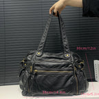 Sac fourre-tout rétro pour femme en cuir PU blanc – Grande pochette punk Y2K et bandoulière avec multi-poches