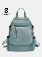 ZENCY Damen Rucksack aus echtem Leder – Modischer Fashion Backpack mit Multifunktionstaschen, hochwertiger Schul- & Reiserucksack für Alltag & Freizeit