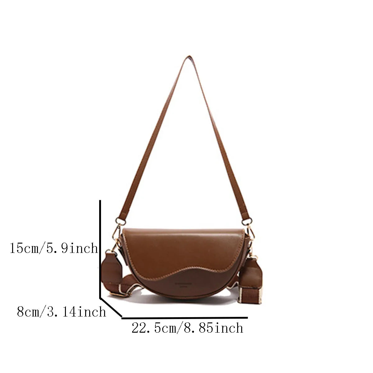Damen Crossbody Tasche – Minimalistische Satteltasche aus Spaltleder, Trendige Schultertasche für Alltag & Freizeit
