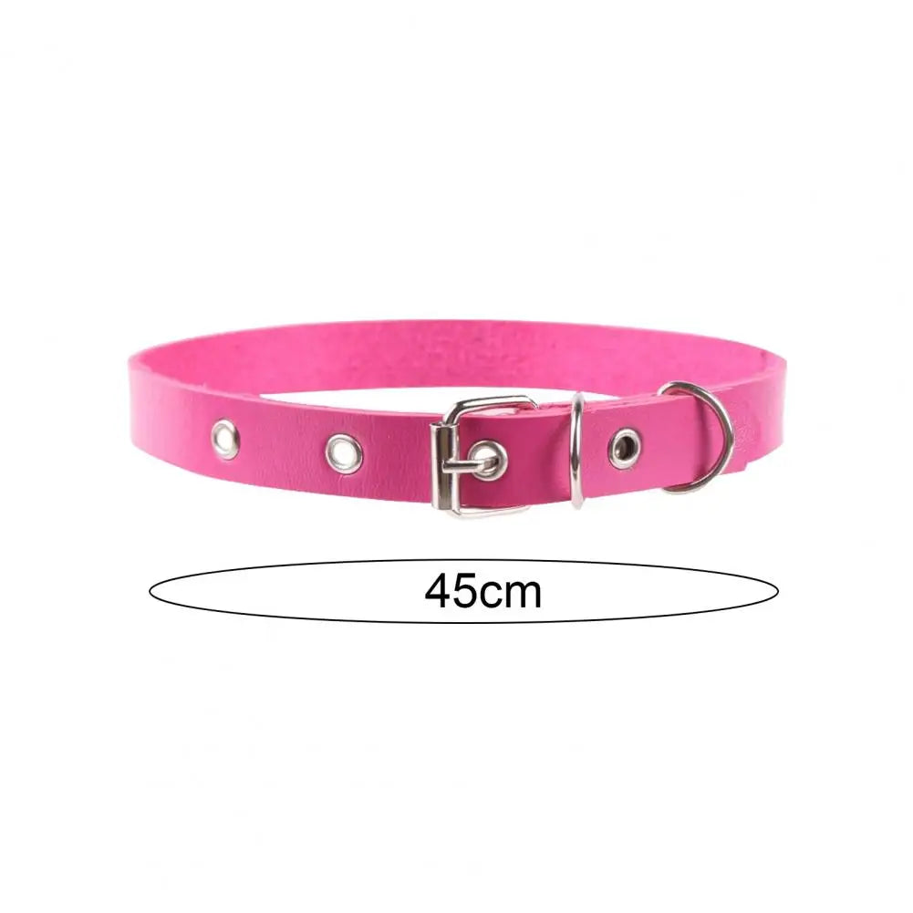 Vintage Punk Choker aus Kunstleder – Verstellbares Halsband mit Schnallen-Pin für Damen & Herren, Club- & Party-Accessoire