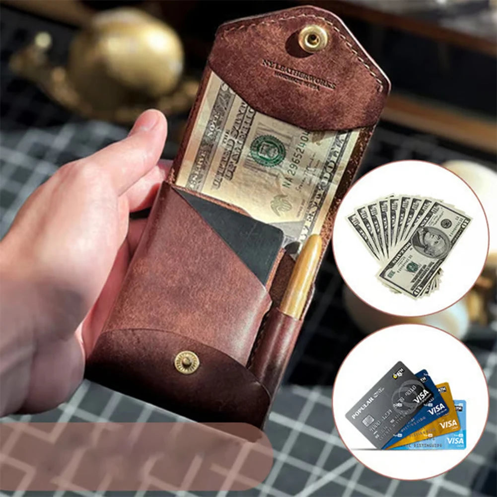 APWIKOGER Multifunktionale Leder-Geldbörse – Slim Wallet mit Stiftfach, ID-Clip und Geldfach für Alltag & Geschenk