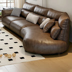 Luxuriöses Designer-Ledersofa im chinois-modernen Stil – Geschwungenes Wohnzimmer-Sofa aus Rindsleder, komfortables Relax-Canap for stilvolles Wohnen