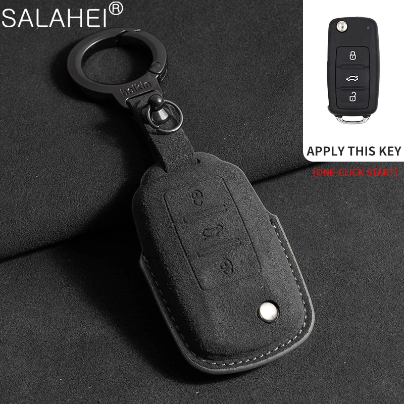 Wildleder Autoschlüssel Hülle für VW, Skoda & SEAT – Premium Key Case Cover für Passat B8, Tiguan MK2, Golf 8, Octavia A7/A8 & Leon MK4