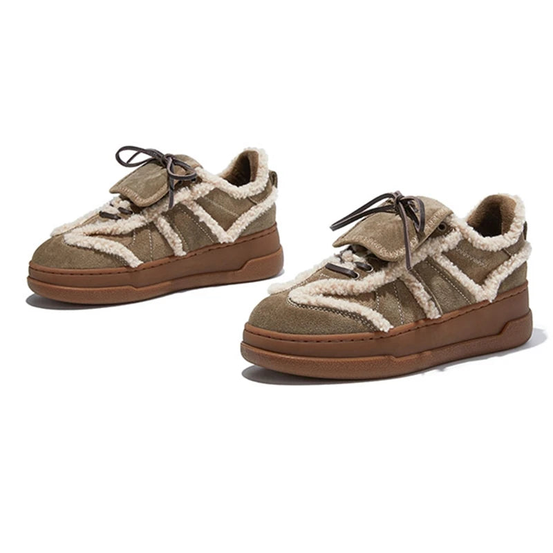 Damen Winter Sneaker aus echtem Leder – Gefütterte Flats mit rutschfester Sohle, stilvolle Freizeitschuhe 2025
