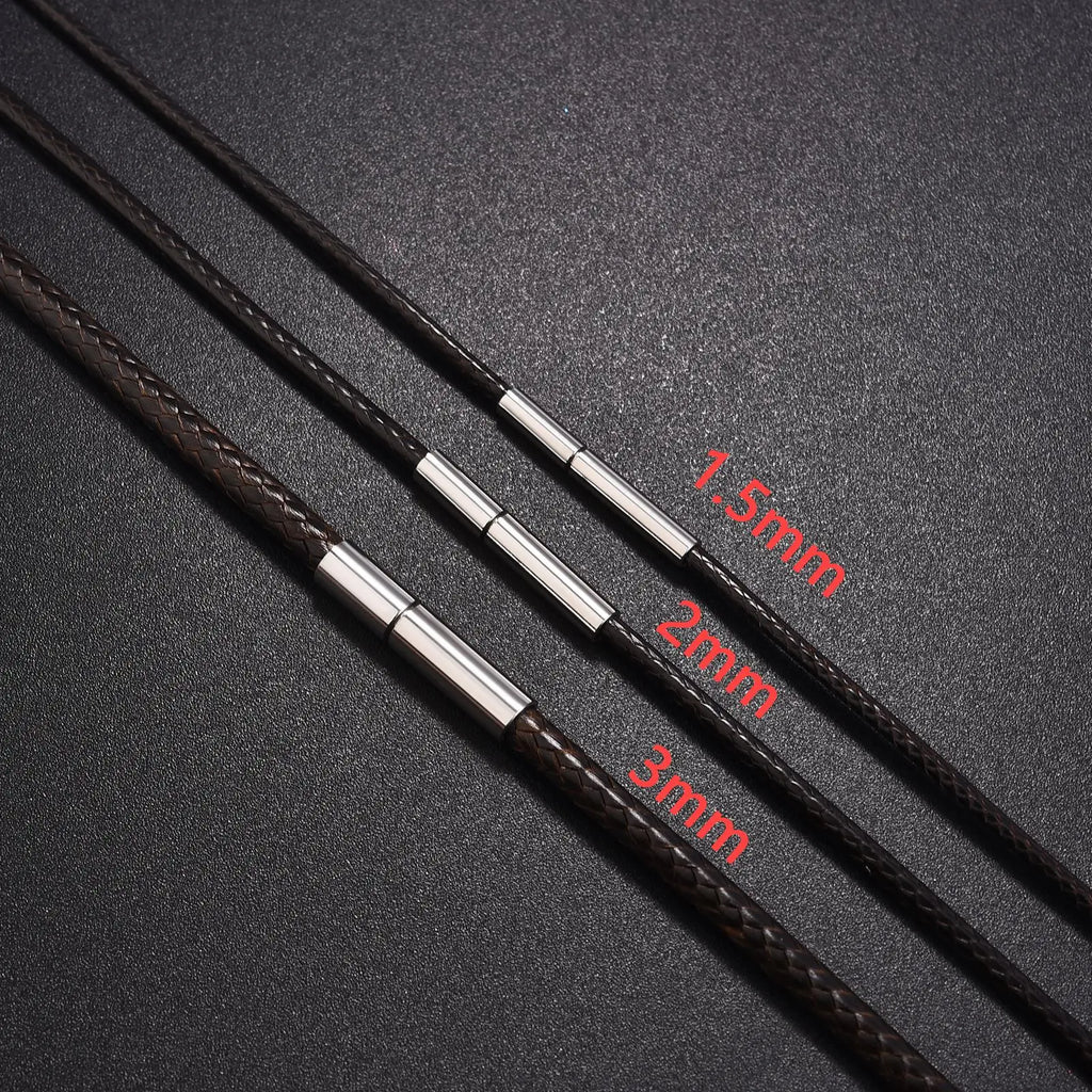 Handgefertigte Lederkette Schwarz/Braun 45–60 cm – Gewachste Flechtkordel mit Edelstahlverschluss für Damen &amp; Herren