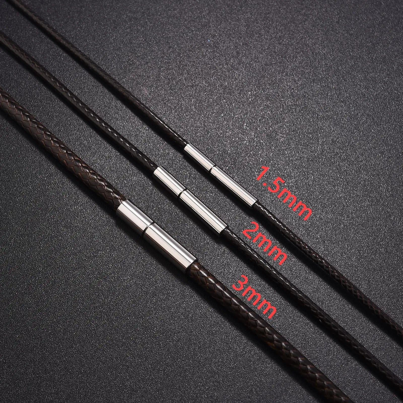 Handgefertigte Lederkette Schwarz/Braun 45–60 cm – Gewachste Flechtkordel mit Edelstahlverschluss für Damen & Herren