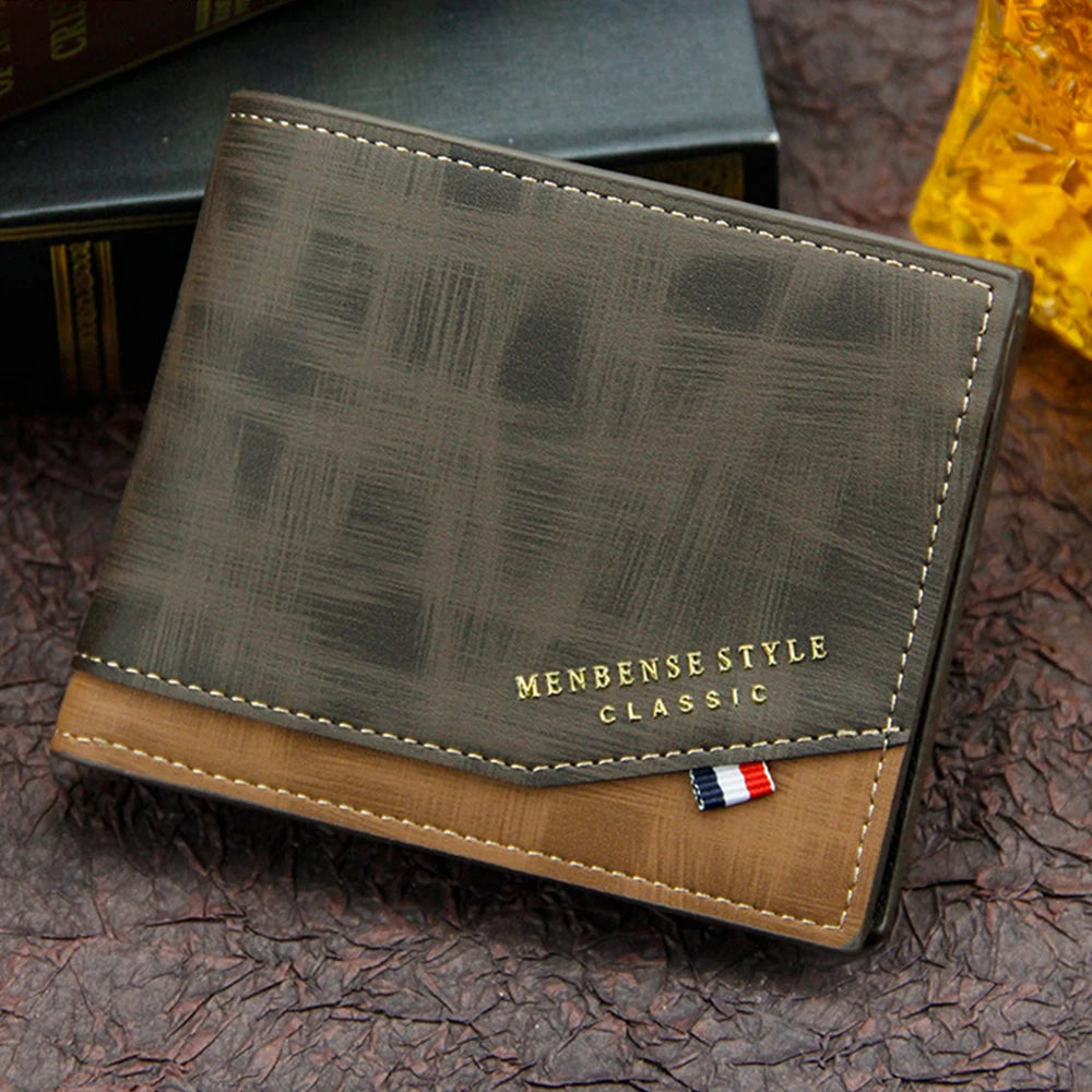 Kurze Herren Geldbörse – Slim Wallet mit Münzfach, Fotofach & Kartenhaltern aus Frosted PU-Leder