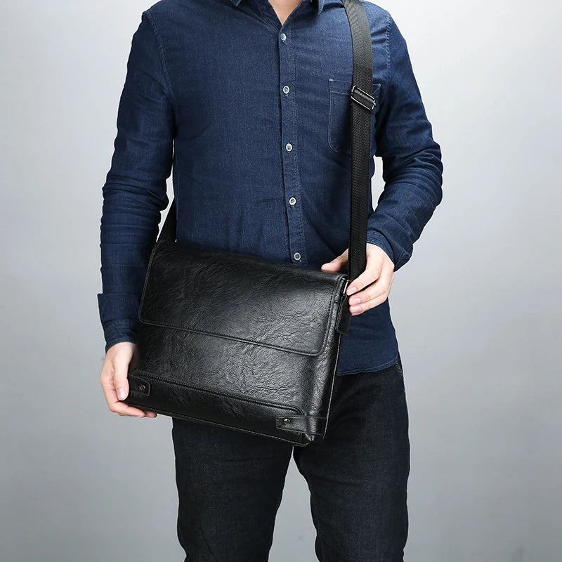 Herren Umhängetasche aus PU-Leder – Business Crossbody Bag mit großer Kapazität für Arbeit & Geschäftsreisen