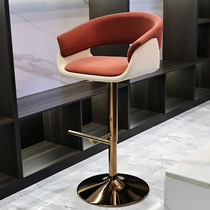 DUTRIEUX Nordic Leder Barstuhl – Höhenverstellbarer 360° Dreh-Barhocker aus Echtleder mit Armlehnen, modernes Design für Küche & Wohnzimmer