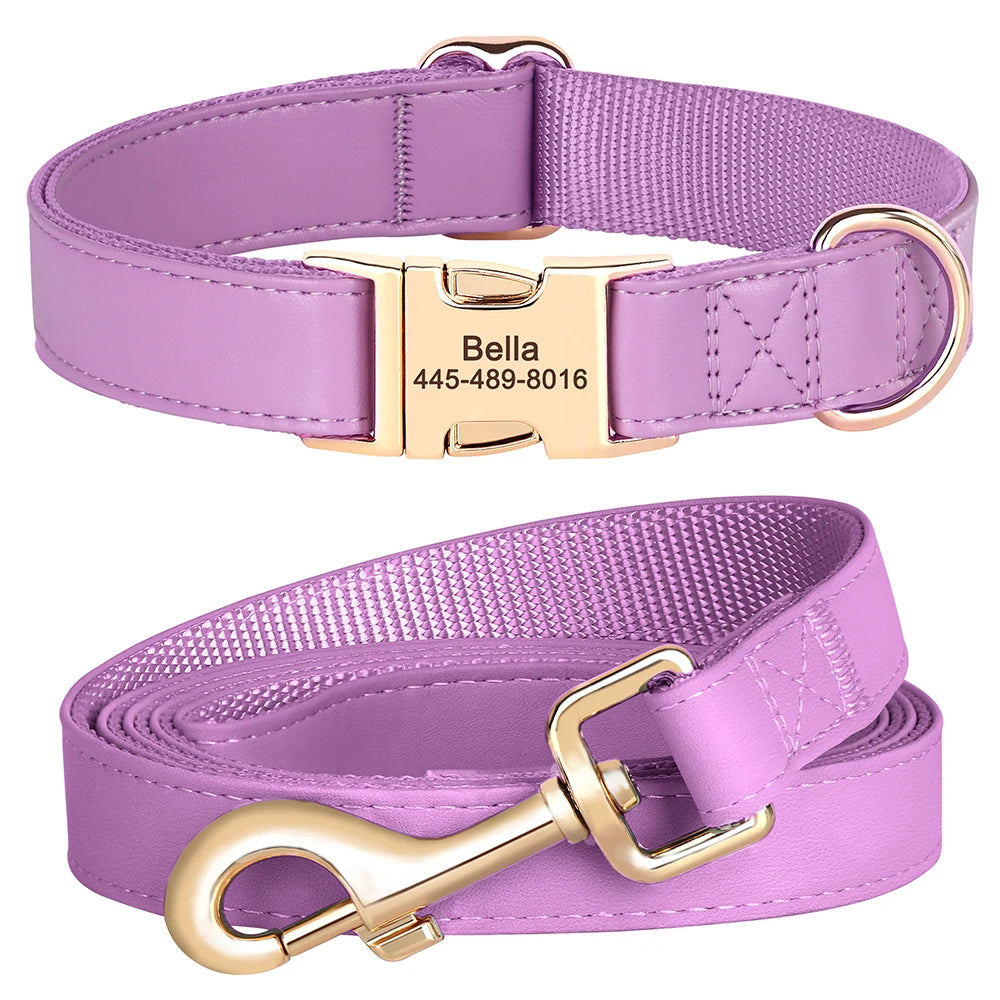 Ensemble de harnais et de laisse personnalisés pour chiens en cuir PU – Attaches individuelles avec ceinture pour petits et grands chiens 