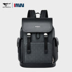 SEPTWOLVES Business Leder Rucksack Herren – Stylischer Monogramm Laptop Rucksack mit Klappe & Kordelzug für Arbeit & Pendeln