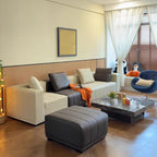 Bodennahes Luxus Leder Ecksofa mit Relaxfunktion – Modernes Lounge Sofa aus echtem Leder im postmodernen Design