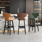 Luxus Barhocker aus Leder & Holz – Moderner minimalistischer Design-Barstuhl im italienischen Stil für Restaurant, Bar & Theke