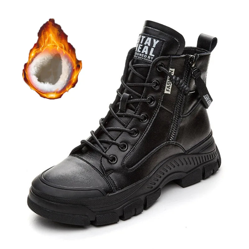 GKTINOO Botines para mujer con piel sintética – Modische Sneaker-Stiefel mit dicker Sohle &amp; Reißverschluss für Herbst &amp; Winter 