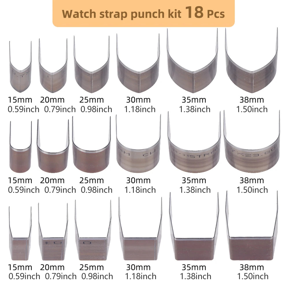 Juego de soportes de cuero de 18 piezas: V-Form, Quadrat y Rund aus Carbonstahl para Taschen, Gürtel y Lederhandwerk 