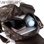 VANDERWAH Damen Leder Rucksack – Luxus Designer Rucksack mit Quaste, wasserdicht & elegant, große Innenaufteilung