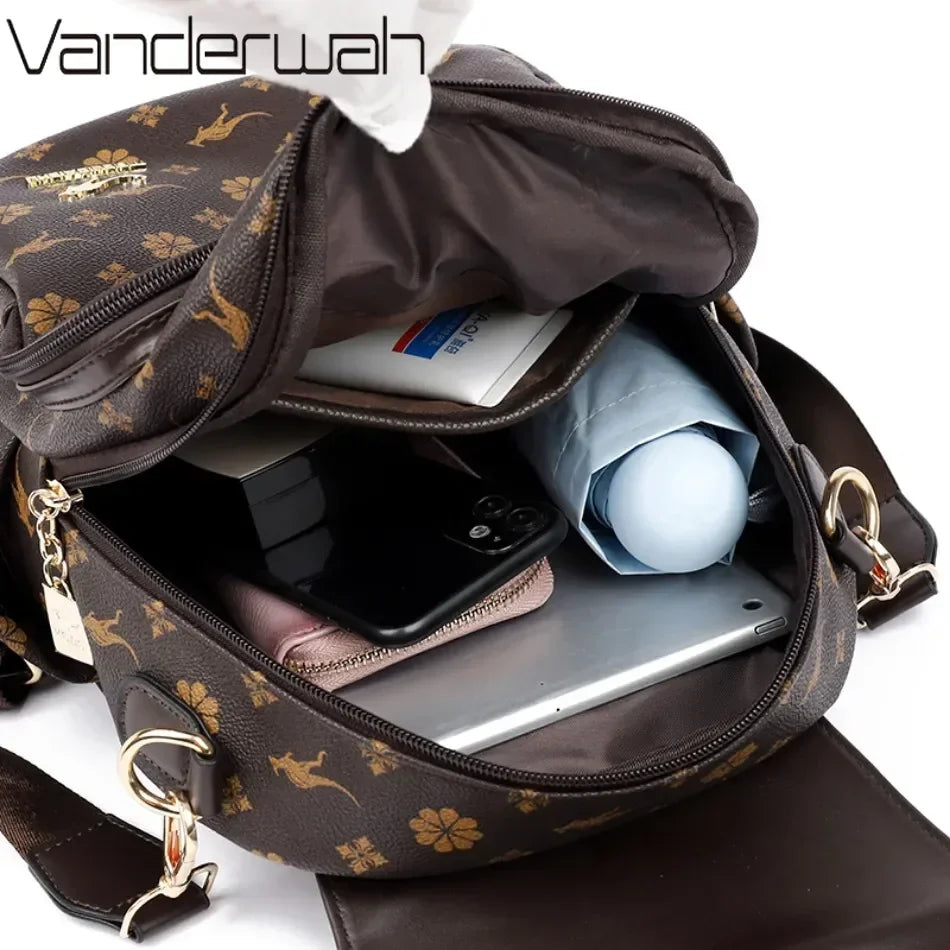 VANDERWAH Damen Leder Rucksack – Luxus Designer Rucksack mit Quaste, wasserdicht & elegant, große Innenaufteilung