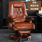 Business Burostuhl aus Leder mit Massagefunktion – Verstellbarer Executive Drehstuhl mit Liegefunktion &amp; Armlehnen for Büro &amp; Homeoffice