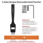 WUTA Austauschbare Brogue Lederlochstanze aus Edelstahl – Blumen- & Rundloch-Punch für Schuhe, Gürtel & Uhrenarmbänder