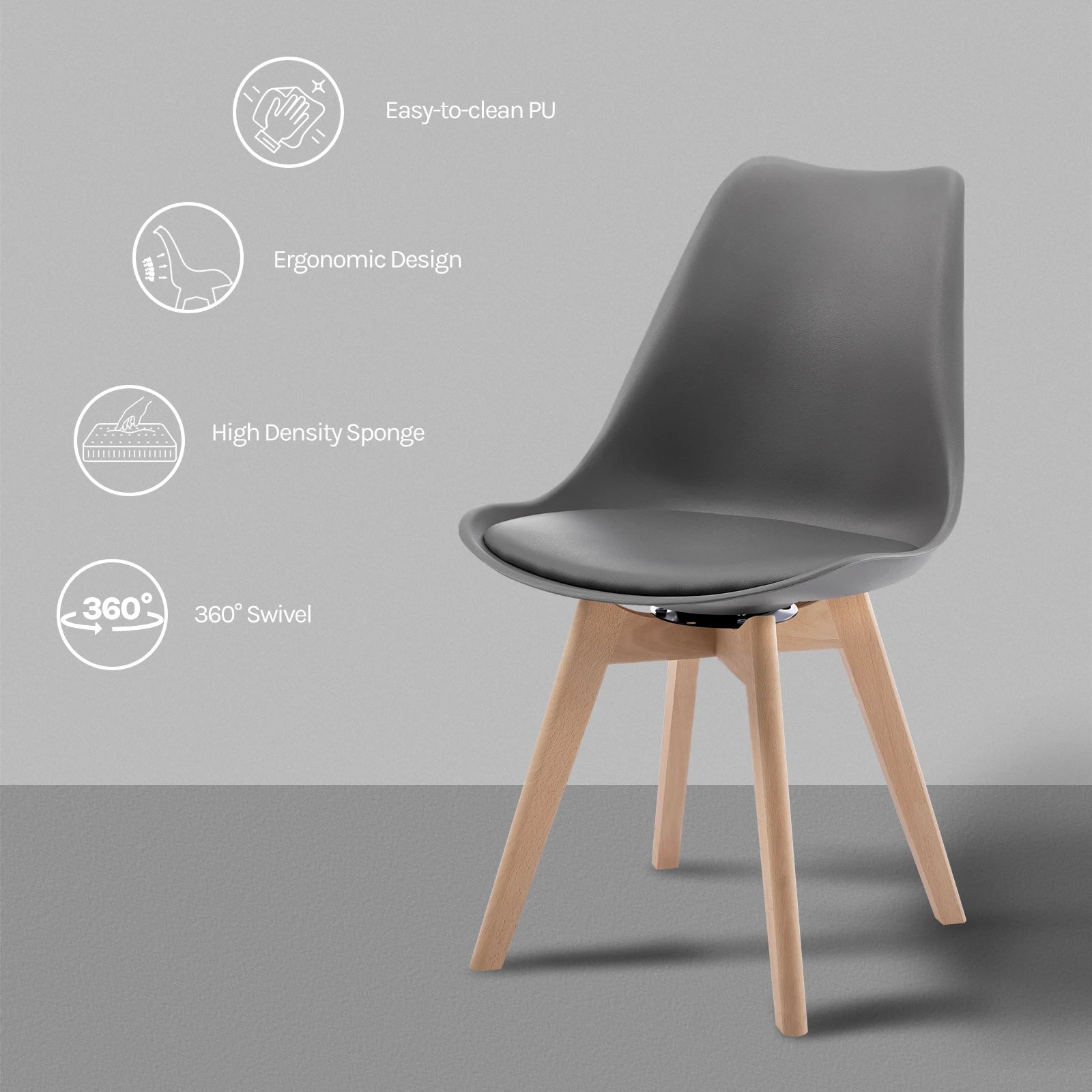 WOLTU Esszimmerstühle 4er-Set – Moderne drehbare Dining Chairs aus Kunstleder & Massivholz, gepolstert für Küche & Wohnzimmer