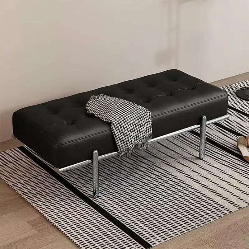 Luxus Leder Ottoman Sitzbank – Moderner Schuhwechsel-Hocker für Flur, Wohnzimmer & Eingangsbereich