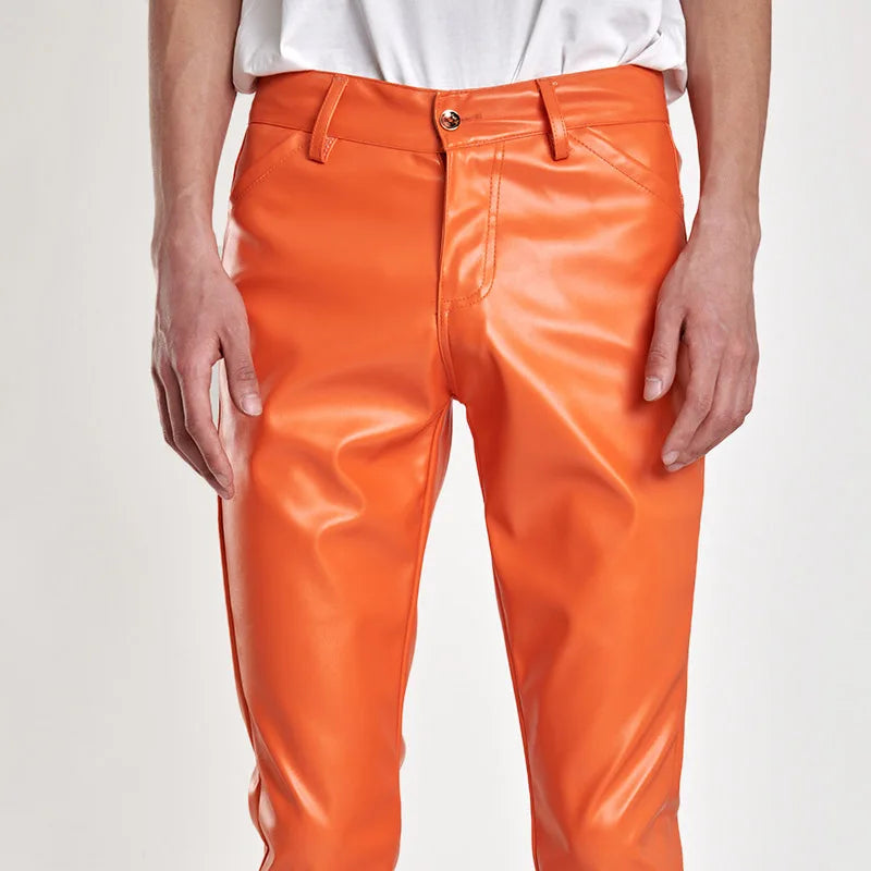 Herren Kunstlederhose im Rock & Biker Style – Slim Fit Skinny PU Lederhose für Party, Club & Motorrad-Look